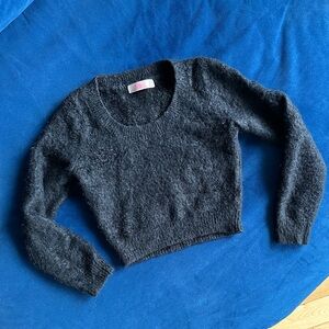 American Apparel Cali Sun & Fun Cropped Fuzzy Black Sweater in M